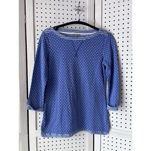 T by Talbots Polka Dot 3/4 SLV Boatneck Soft Tunic Shirt Size "P" / XS PolyRayon